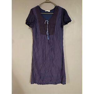 Lapogee Blue Pinkish Short Sleeve Slip Overlay With Tassel Size XL